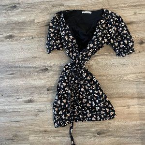 Abercrombie & Finch Button Up Tie Waist Blacki Floral Dress XL